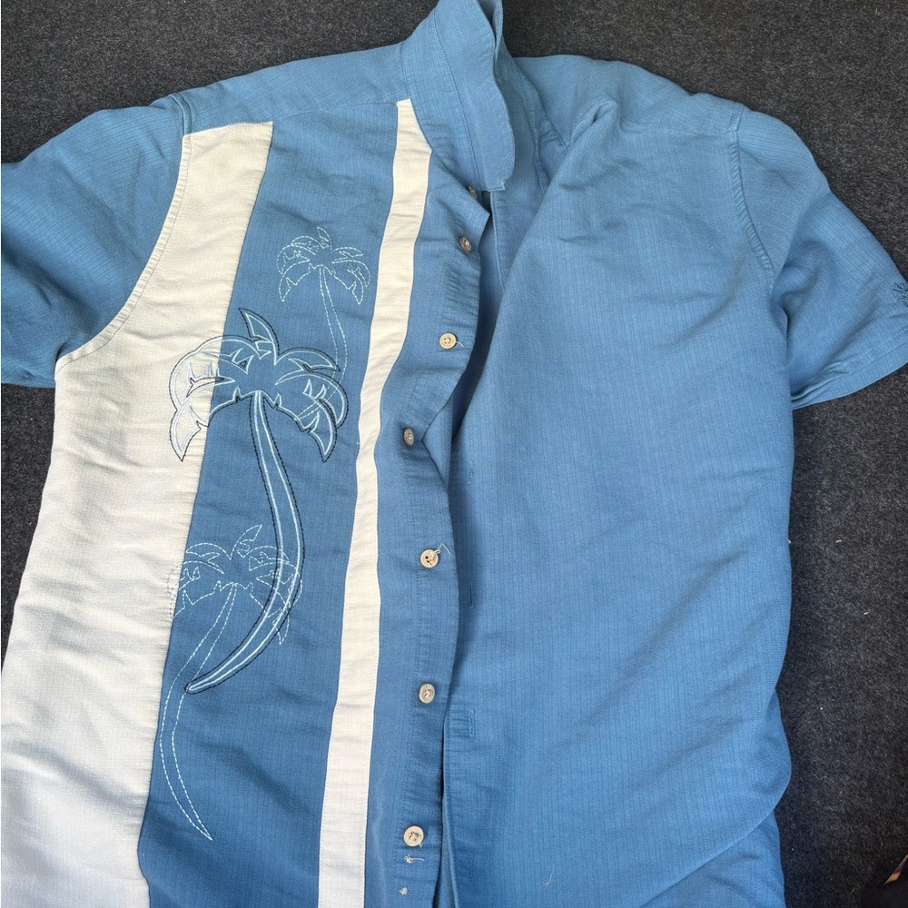 Blue and White Men's Shirt